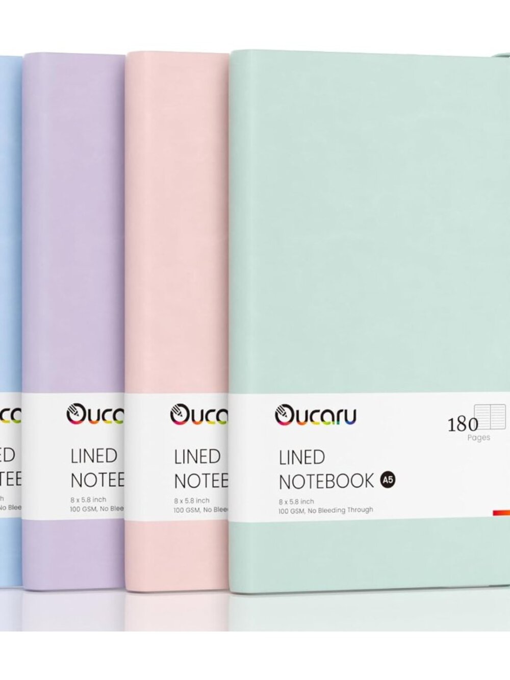 Lined Journal Notebook, 4 Pack, 180 Pages, A5 Journals for Writing, 100 GSM Thic